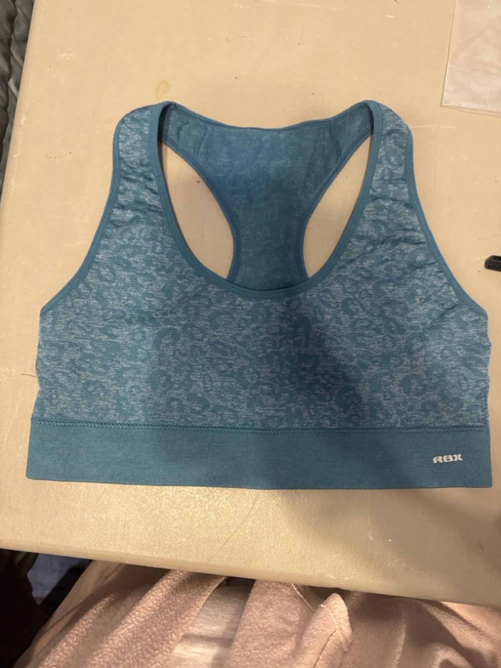 RBX Teal Patterned Seamless Racerback Sports Bra